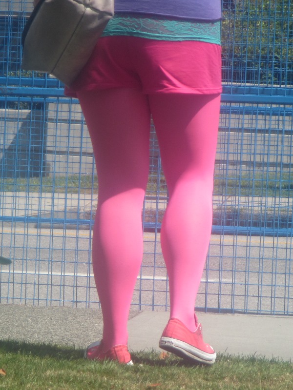pink opaque tights