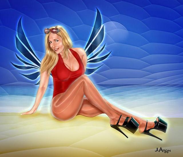 art by Aton 0 remembering Sharri Kimberley - hosiery model and enthusiast that passed away due to cancer. 