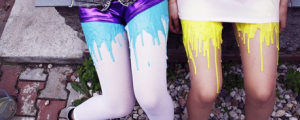 melting tights blue and yellow