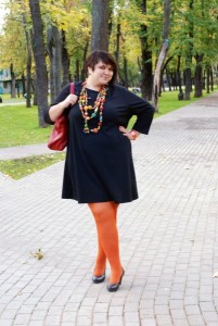 plus size lady in orange pantyhose 2