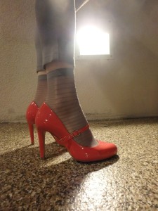 short socks and heels, nylon