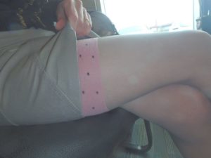 Lolita by Fiore on my legs, polka dot pantyhose