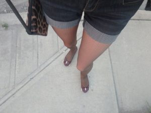Simple pantyhose in brown by Fiore hosiery on my legs