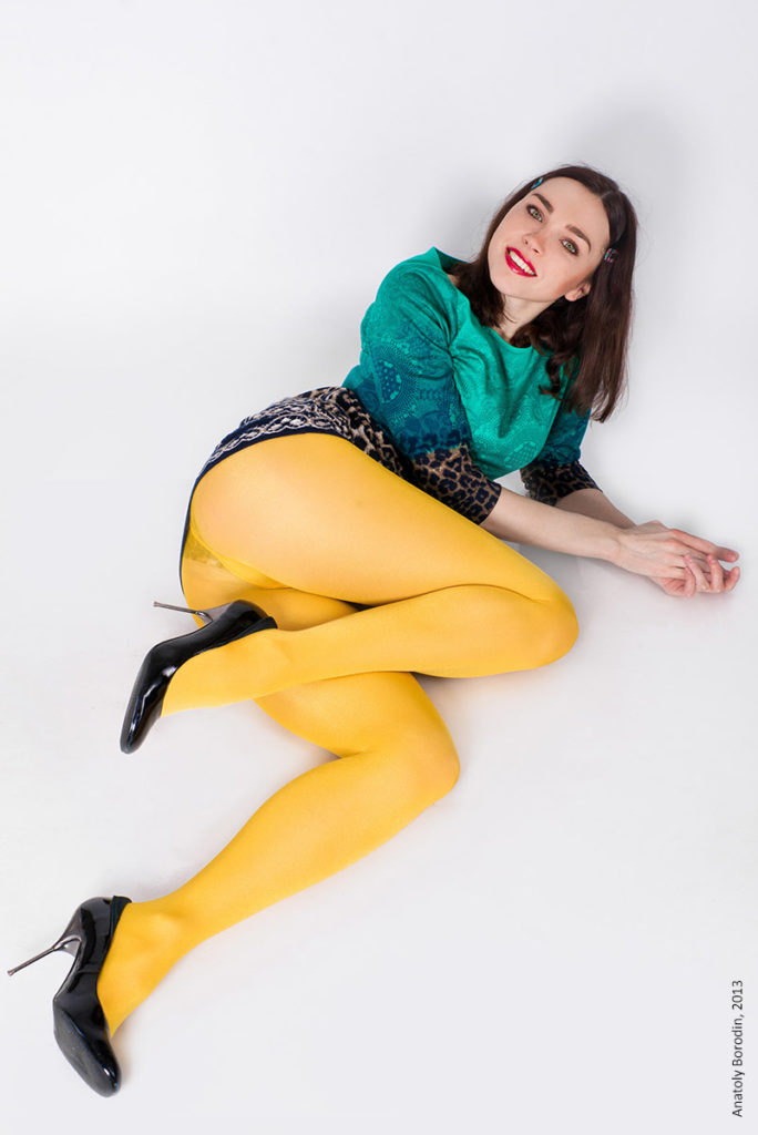 photography by Anatoly Borodin, model in yellow tights and high heels